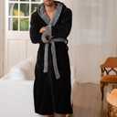 Alexander Del Rossa Mens Robe with Hood, Plush Fleece Hooded Mens Bathrobe, Big and Tall Bath Robe for Men (L)