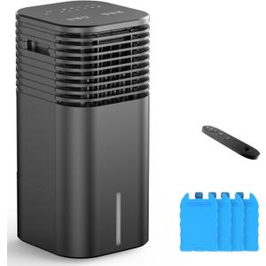 24" Windowless Portable Air Conditioner, 15H Timer & 120°Oscillation, 3-IN-1 Portable AC Unit with Remote, 2-Gal Tank, 3 Modes & 3 Speeds, Ultra-Quiet Ventless Swamp Cooler for Room Home Office, Inky