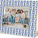 Coquette Blue Chinoiserie Christmas Tree Picture Frame 5x7, Blue and White Christmas Photo Frame, Grandmillennial Xmas Wall and Tabletop Display Picture Photo Frames for Home Office Decor