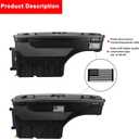 POETRYXIAO Lockable Truck Bed Storage Box with Password Padlock for 2019-2023 Dodge Ram 1500 2500 (No Fit 1500 Classic Model),Waterproof ABS Wheel Well Tool Box 6.6 Gal/25 L (Drivers Side)