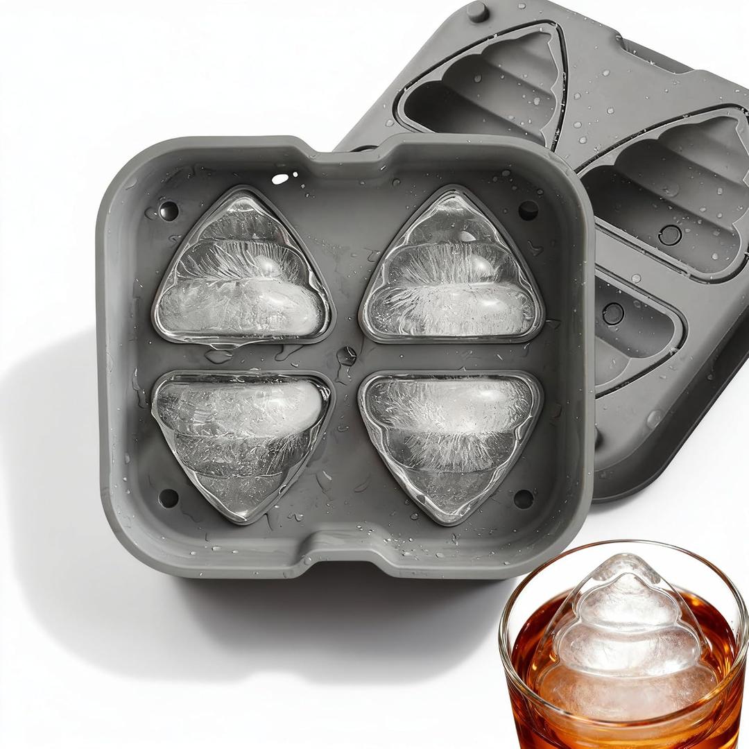 Poop Ice Mold for Whiskey & Cocktails - 4-Cavity Ice Cube Tray Silicone large for Poop Game, Poop Party,BPA Free and Easy to Release