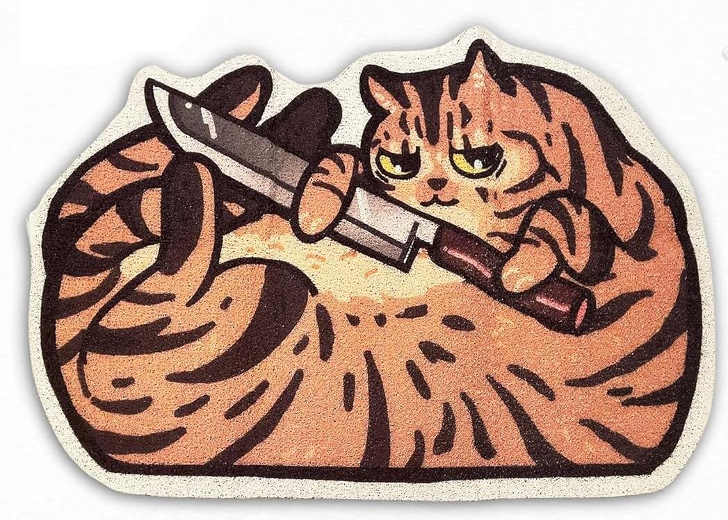 Lukamoo® Cute Cat Litter Mat (30’’x20’’), Large/L, for Kitty Litter & Cute Cat Litter Box, Litter Trapping Mat (Brown Tabby)