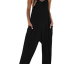 CUPSHE Women's Casual V Neck Spaghetti Straps Jumpsuit Sleeveles Baggy Long Pants Overall Outfit with Pockets, Size L