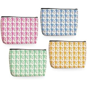 4 Pieces Preppy Stuff Preppy Makeup Bag Preppy Gifts for Women Teen Girls Monkey Lover Friend Bestie Sister Coworker Birthday Christmas Friendship Gifts Cosmetic Bag Travel Pouch Preppy Bag