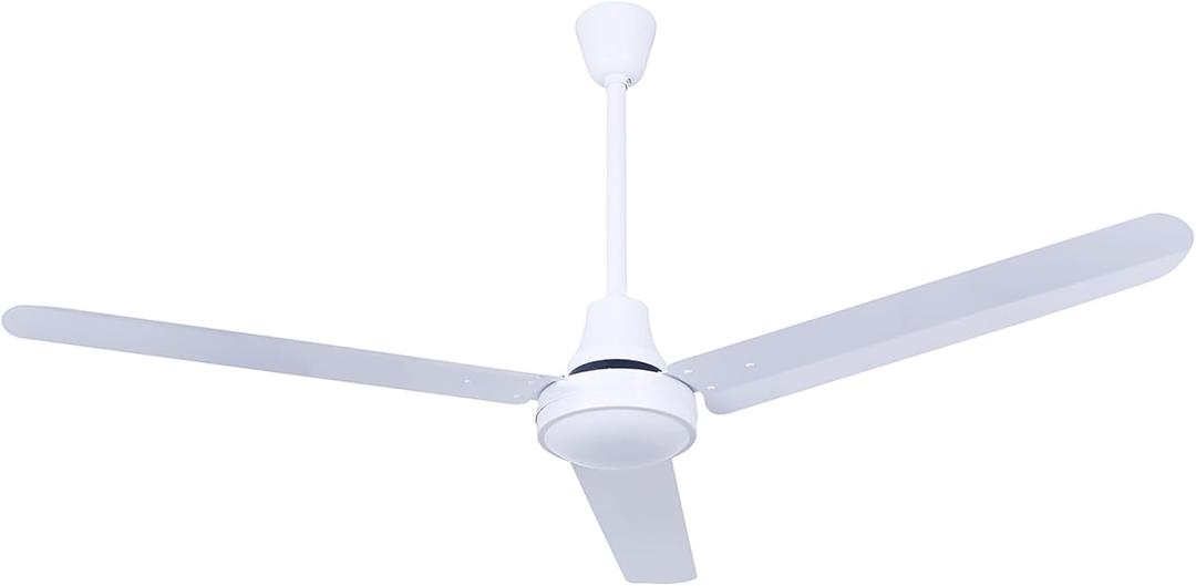 56" White Weatherproof Industrial Ceiling Fan  High-Performance DC Motor  Wall Control  Ideal for Outdoor Patios, Gyms & Warehouses