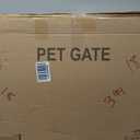 JSB 96-inch Extra Wide 30-inch Tall Dog gate with Door Walk Through, Freestanding Round Tube Pet Gate for Halls Stairs, Puppy Safety Dog Fence with 2PCS Support Feet (White)