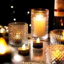 Rossesay 24 Pcs Flameless LED Tea Lights Gold Black Glitter Flickering Fake LED Candles Tealights Battery Operated Romantic Anniversary Decorations Winter Decor for Valentines Wedding Christmas Party