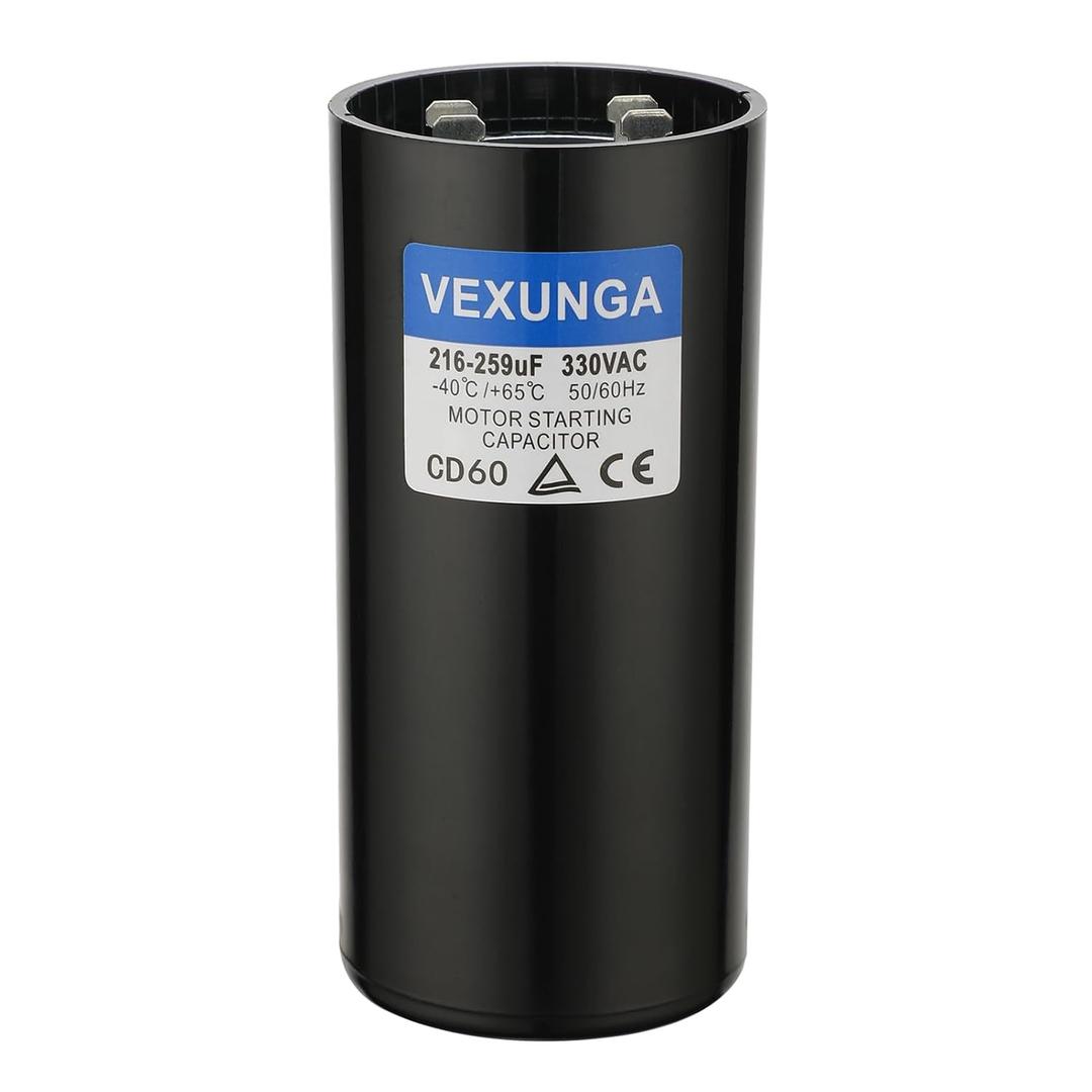 VEXUNGA 216-259 uF MFD 330 VAC 50/60 Hz Round Motor Start Capacitor CD60 Single Phase Capacitors for AC Motors Starting or Pool Pump or Well Pump