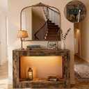 ZIFTY 50" Console Table with Charging Station & LED Lights, Narrow Entryway Table with Power Outlet, Modern Brown Decorative Foyer Table with Open Storage, Behind Couch Table for Hallway, Living Room