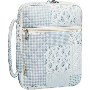 Bible Cover Case for Women,Large Bible Tote Bags Organizer Quilted Carrying Case for Girls,Bible Study Supplies Accessories Christian Gifts for Women (greenblue pin, M)