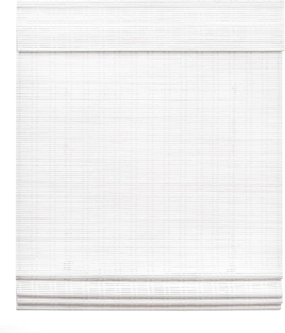 LazBlinds Cordless Bamboo Roman Shades, Light Filtering Window Treatment, Roll Up Bamboo Blinds for Windows, 43'' W x 60'' H