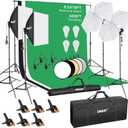 EMART 8.5 x 10 ft Backdrop Support System, Professional Photography Lighting Kit with 50W LED Blub, Reflector, 6 * 9ft Backdrop *3, Umbrellas&Softbox Lighting Kit for Studio, Portrait, Video Shooting