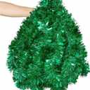 50FT Christmas Tinsel Garland, Green Thick Metallic Twist Garland for Xmas Tree, Holiday Party Decorations, Shiny & Flexible Indoor Outdoor Festive Streamers for Mantel, Stairs & DIY Crafts