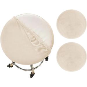 NEUORTBURG Velvet Round Stool Covers Soft Barstool Seat Covers Washable Stool Cushion Slipcover Elastic Bar Chair Covers for 16-18 Inch Chair (Beige, 2 Piece)
