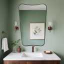 ANDY STAR Brushed Bronze Asymmetrical Mirror, 24"x36" Bathroom Mirror with Premium Stainless Steel Thin Frame, Antique Butterfly-Inspired Designer Mirror, Ideal for Bathroom, Powder Room, Entryway