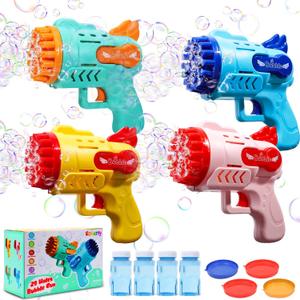 Roberly 4PCS Bubble Machine Gun, 29 Holes Bubble Gun for Kids Ages 4-8 with 4 Bottle Refill Solution & LED Light for Party Favors Summer Toy Birthday Gift Roberly 4PCS Bubble Machine Gun, 29 Holes Bubble Gun for Kids Ages 4-8 with 4 Bottle Refill Solution & LED Light for Party Favors Summer Toy Birthday Gift