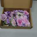 Faux Flower Heads Mini Purple Artificial Flower Heads Fake Flowers Combo with Stems Rose Peony Dahlia Daisy Small Silk Flower Heads for Craft DIY Garland Wedding Party Baby Shower Home Decor, 80Pcs