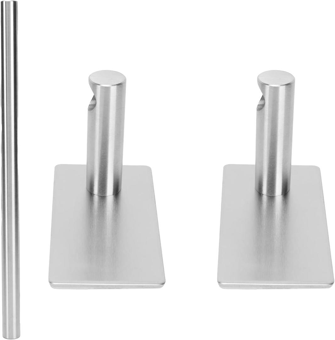 Stainless Steel Self - Adhesive Towel Bar, Nail - Free Bathroom Kitchen Towel Rack, Adjustable Rustproof Organizer for Smooth Surfaces, Includes 2 Adhesive Brackets