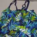 Womens Flowy Tankini Tops Only - Modest Bathing Suit Loose Fit Swimsuit Swim Tops No Bottom 2025 Blue Leaves, M
