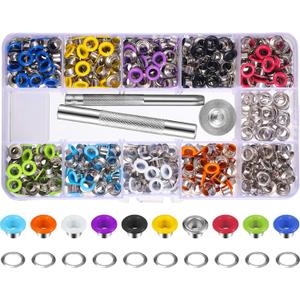 400 Sets 3/16 Inch Multi-Color Grommets Kit Metal Eyelets with Installation Tools and Instructor in Clear Box