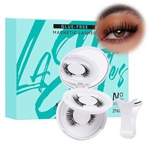 Magnetic Eyelashes with Lash Clusters Applicator Fluffy Magnetic False Lashes Kit Wispy Reusable Cluster Eyelash Extensions with Magnets No Lashes Glue or Liner Needed(2 Pairs-Dense)