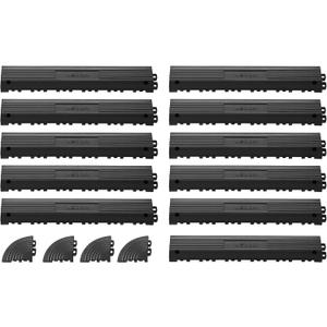 VEVOR Transition Edge Kit, 11-Piece, Durable Straight Garage Floor Edging, PP Material, Easy Installation, Only Compatible with VEVOR Drainage Mats, Black, Male