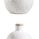 LIZOFER Boho Minimalist Small Ceramic Vase Set of 2 for Bedroom Living Room Office Fireplace Centerpiece Antique White Vintage Farmhouse Rustic Retro Flower Vases Home Decor Gift for Fake Plants