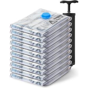 Vacuum Seal Bags for Clothing Travel, 10 Medium - Space Saver Vacuum Storage Bags, Blanket & Clothes Storage Bags Vacuum Sealed  Hand Pump Included, Bolsas Para Guardar Ropa Al Vaco