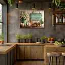 Framed Country Kitchen Food Still Life Canvas Wall art Vintage Rustic Farmhouse This Kitchen Offers Food Love and Joy Painting Picture Wall Decor Poster Print Artwork for Dining Room Home Decoration