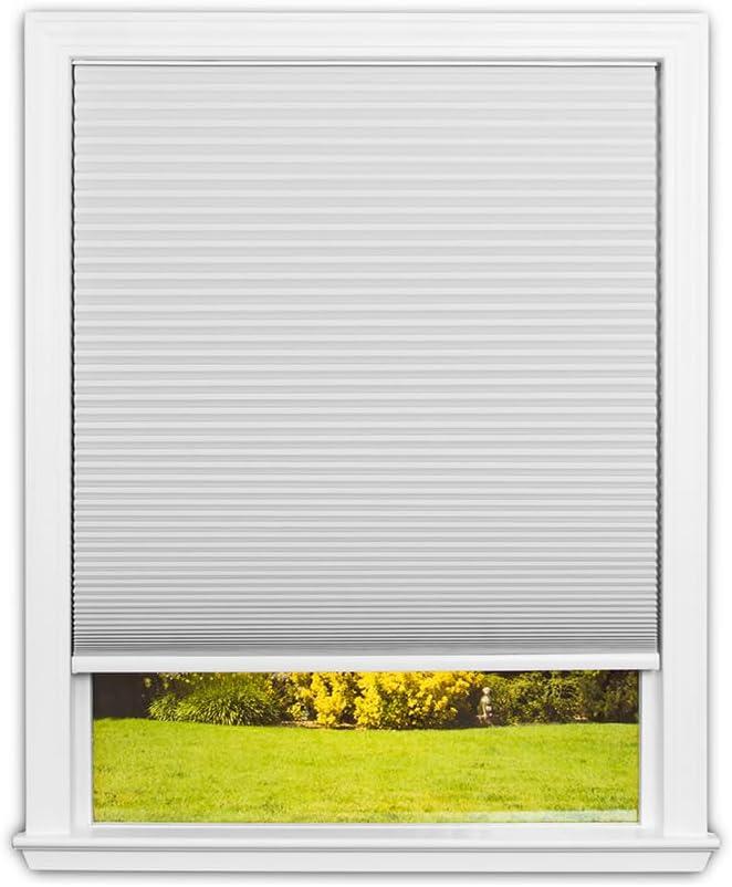 Redi Shade No Tools Easy Lift Trim-at-Home Cordless Cellular Blackout Fabric Shade White, 60" W x 64" L, (Fits windows 43"- 60")