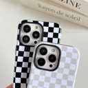 Compatible with iPhone 14 Pro Max Case Cute Aesthetic Checkerboard Checkered Phone Case for Women Girl Shockproof Slim TPU and Hard PC Protective Cover (Purple)