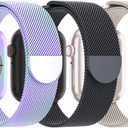 3 Pack Mesh Metal Band Compatible with Apple Watch Band 38mm 40mm 41mm 42mm 44mm 45mm 46mm 49mm, Stainless Steel Magnetic Loop Strap for iWatch Ultra 3 2 1 Series 11/10/9/8/SE/7/6/5/4/3 Men Women