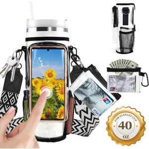 Clear Water Bottle Carrier Bag for Stanley & Brumate Era 40 OZ, Summer PVC Water Bottle Cup Holder, with Adjustable Strap, for Outdoor, Stadium Events, Walking, for Stanley Accessories