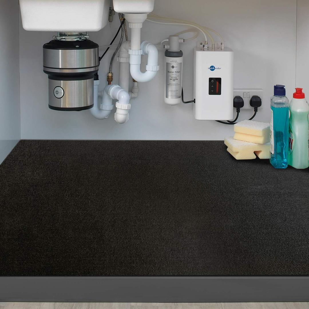 ITSOFT Under The Sink Mat, Kitchen Tray Drip, Cabinet Liner, Waterproof Layer, Reusable, Washable 36 x 30 Inches Black