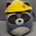 Squishmallows Original 14-Inch Rocky Grey Raccoon with Yellow Bucket Hat - Official Jazwares Large Plush