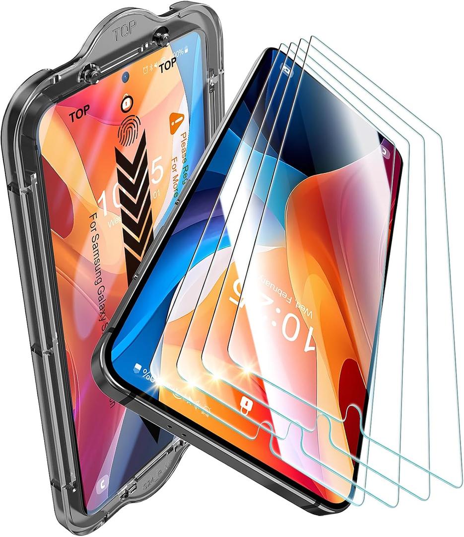 iGluz 4 Pack Ultra-Sensitive Tempered Glass Screen Protector for Samsung Galaxy S25/S24 6.2", Shatterproof HD Clear Glass with Self-Aligning Easy Installation, Case-Friendly Durable Design