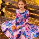 Funnycokid Girls Dress Size 4-13 Long Sleeve Kids Clothes