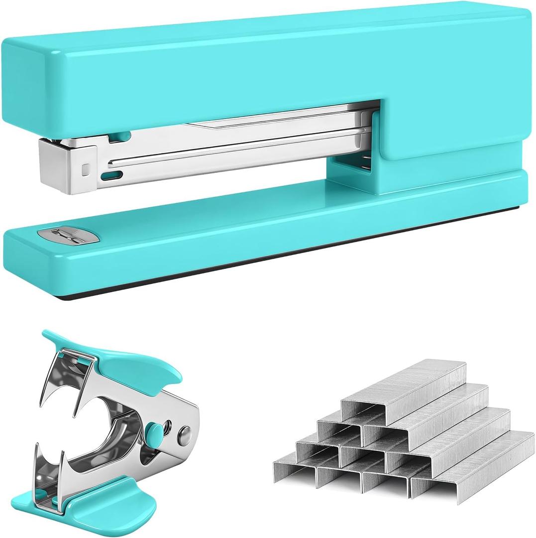 2 x Office Desktop Stapler - 25 Sheet Capacity with 830 Staples and Staple Remover,Staplers for Desk,Non-Slip for School, Home, Green