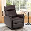 COLAMY Leather Recliner Chair with Swivel & Rocking Function, Modern Glider Reclining Chair with Footrest and Wide Seat Cushion, Comfortable Rocker Chair for Living Room, Nursery, Bedroom, Chocolate (Set of 1)