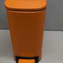 TIPGO Small Bathroom Trash Can with Lid Soft Close, 6 Liter / 1.6 Gallon Stainless Steel Garbage Can with Removable Inner Bucket, Step Pedal, Slim Trash Cans for Bedroom, Office, Kitchen (Orange)