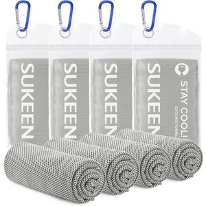 Sukeen [4 Pack] Cooling Towel (40"x12"),Ice Towel,Soft Breathable Chilly Towel,Microfiber Towel for Yoga,Sport,Running,Gym,Workout,Camping,Fitness,Workout & More Activities (Light Grey)