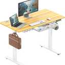 SHW 48-Inch Electric Height Adjustable Standing Desk with Drawer, Memory Preset and Cable Management Tray, Oak