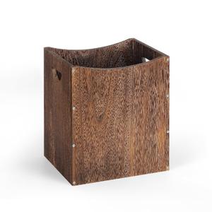 BTY Wood Trash Can 5 Gallon Farmhouse Wastebasket with Handles Rectangular Garbage Bin Small Waste Basket for Office, Kitchen, Living Room, Bathroom, Rustic Brown