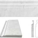 Diflart 4-Pack Carrara White Marble Baseboard Trim Molding, 5x12 Inch, Polished, Marble Wall Skirting Base Trim Moulding for Shower Bathroom Wall Kitchen Backsplash