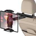 Headrest Tablet Holder for Car with Foldable Adjustable Arm, Long Trip Back Seat Car Tablet Mount Stand for iPad Pro/Air/Mini, Galaxy, 6.1-15.6" Devices and Thickness Cases [Up to 1.18"]