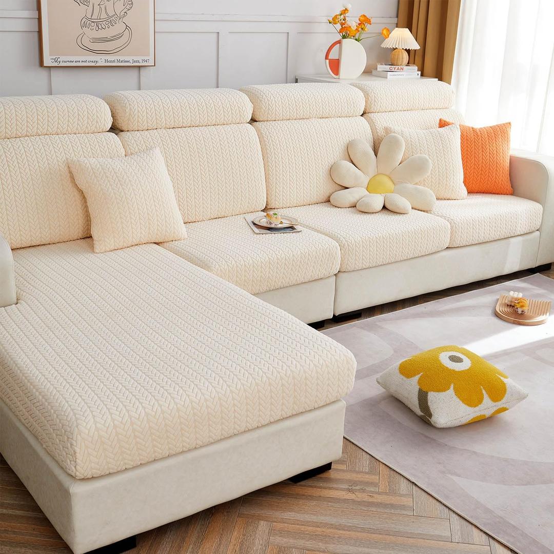 Magic Sofa Covers Sectional Couch Covers Sofa Cover Washable 2024 New Couch Cushion Covers Soothing Home Sofa Covers Sofa Hero Covers Stretch Slipcovers (Beige,Large Triple Seat Cover)