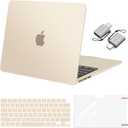 MOSISO Compatible with MacBook Air 13 inch Case M5 2026 M4 2025 M3 M2 2024-2022 A3449 A3240 A3113 A2681, Hard Shell&Keyboard Cover&Screen Film&Type C for MacBook Air 13.6 inch Case, Starlight