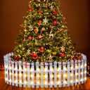 Sasylvia Christmas Fence Decorations Xmas Wooden Picket Fences Xmas Tree Fences Holiday Indoor Fence for Dogs Pets Christmas Tree Garden Grass Lawn Home Decoration(30 PCS,12 x 4 Inch)