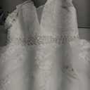 Abaowedding Women's Wedding Dress for Bride Lace Applique Evening Dress V Neck Straps Ball Gowns (4)