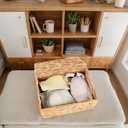 Wicker Storage Baskets with Lids,Multi-size 3 Pack Natural Water Hyacinth Wicker Nesting Baskets,Decorative Storage Ratten Boxes for Organizing,Storage,and Gifts